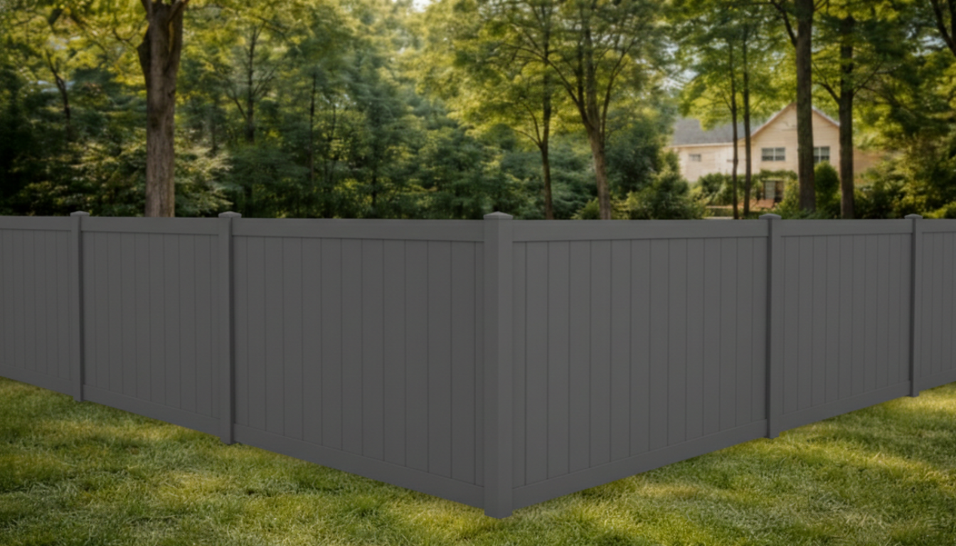Full-privacy vinyl fence with solid white panels and no gaps for maximum backyard privacy